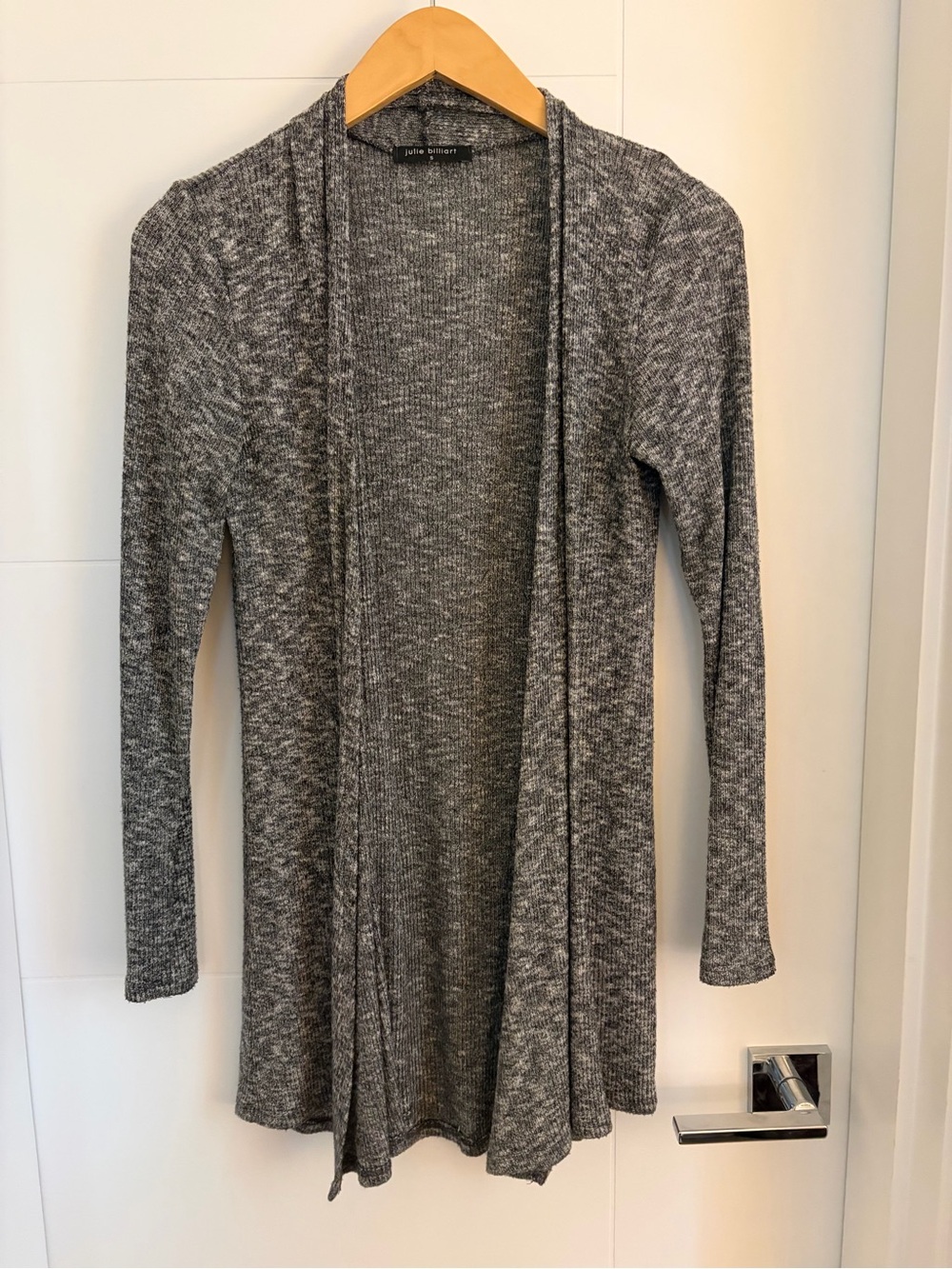 Heather Gray Open-Front Knit Cardigan